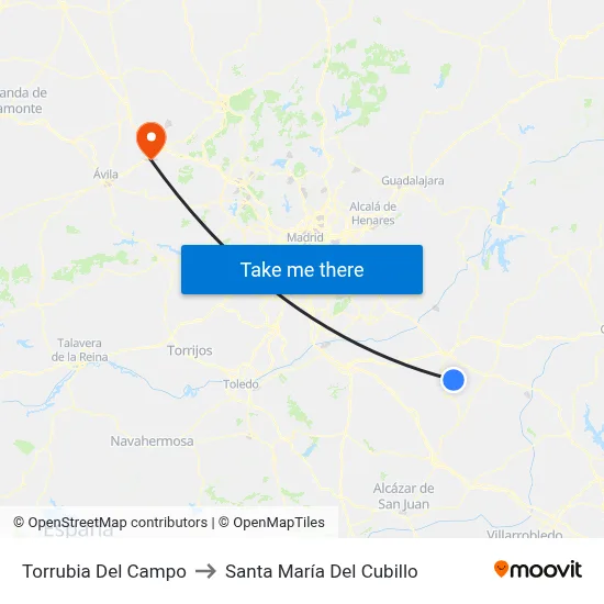 Torrubia Del Campo to Santa María Del Cubillo map