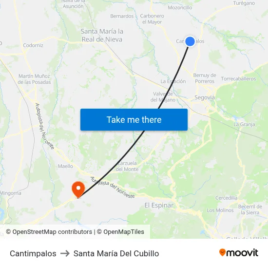 Cantimpalos to Santa María Del Cubillo map