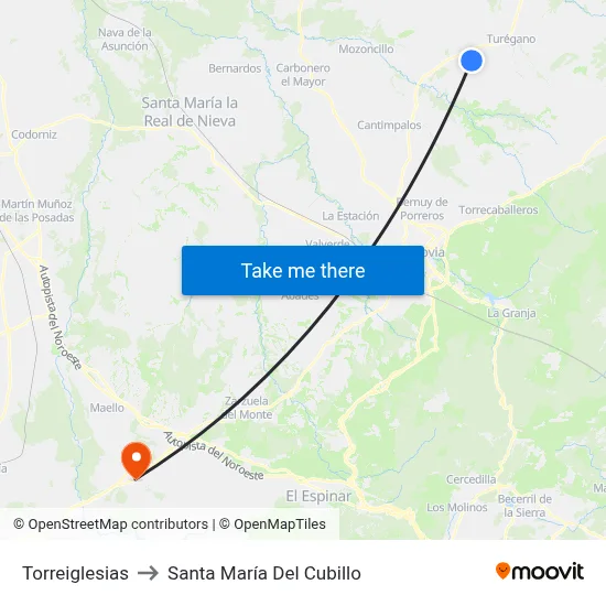 Torreiglesias to Santa María Del Cubillo map