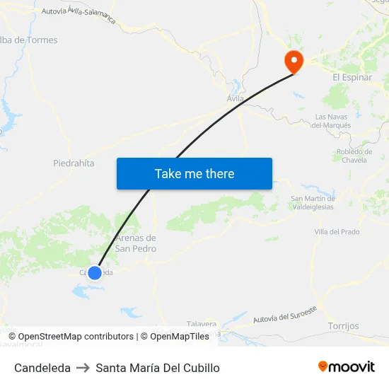 Candeleda to Santa María Del Cubillo map