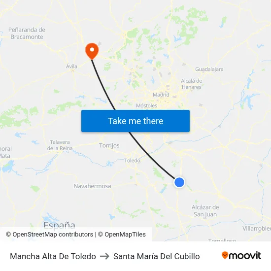 Mancha Alta De Toledo to Santa María Del Cubillo map