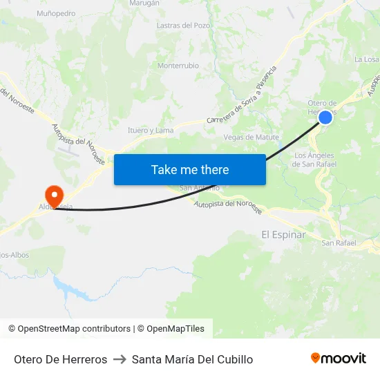 Otero De Herreros to Santa María Del Cubillo map