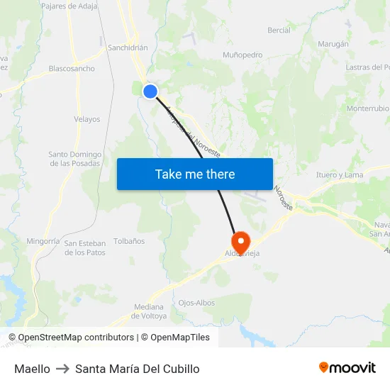 Maello to Santa María Del Cubillo map