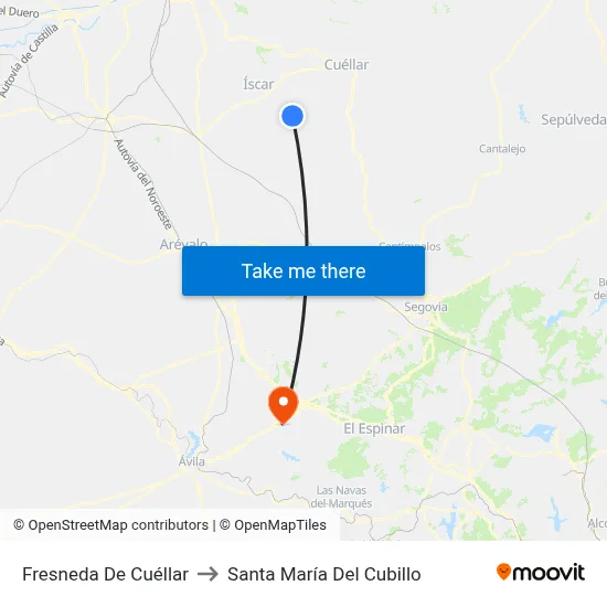 Fresneda De Cuéllar to Santa María Del Cubillo map