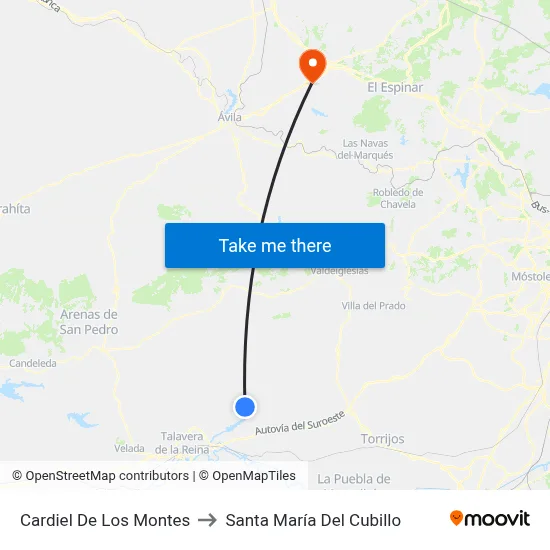 Cardiel De Los Montes to Santa María Del Cubillo map