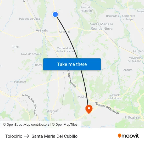 Tolocirio to Santa María Del Cubillo map