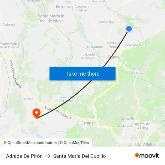 Adrada De Pirón to Santa María Del Cubillo map