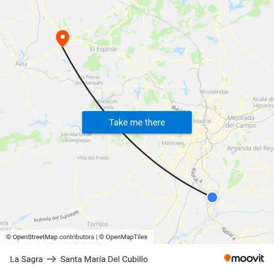 La Sagra to Santa María Del Cubillo map