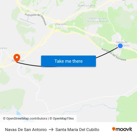 Navas De San Antonio to Santa María Del Cubillo map