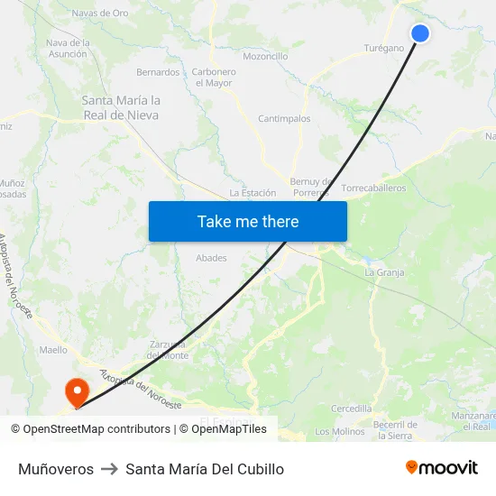 Muñoveros to Santa María Del Cubillo map