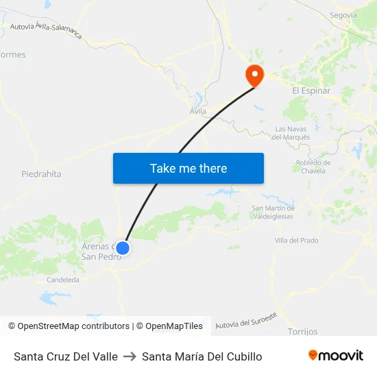 Santa Cruz Del Valle to Santa María Del Cubillo map