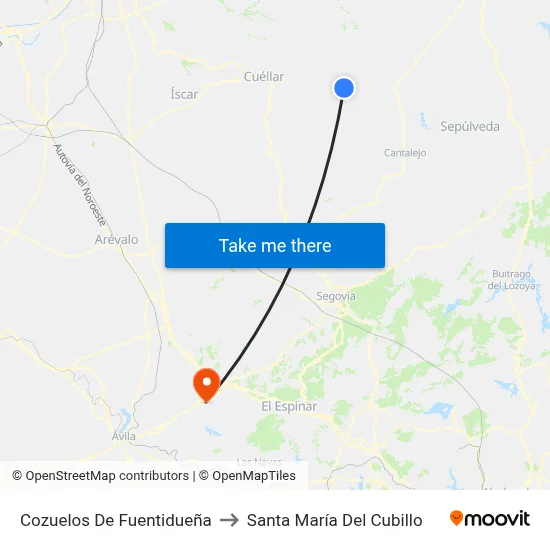 Cozuelos De Fuentidueña to Santa María Del Cubillo map