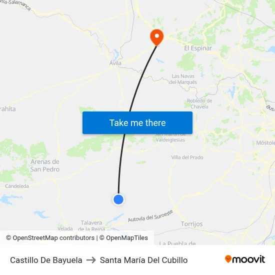 Castillo De Bayuela to Santa María Del Cubillo map