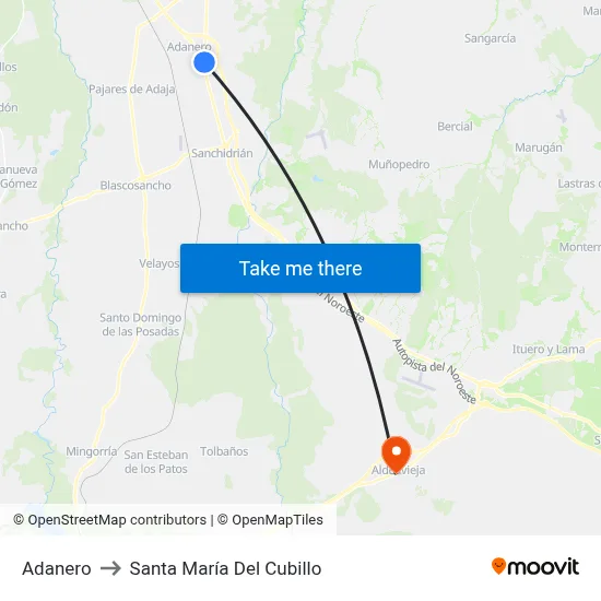 Adanero to Santa María Del Cubillo map