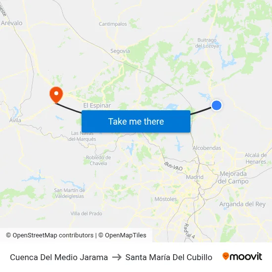 Cuenca Del Medio Jarama to Santa María Del Cubillo map