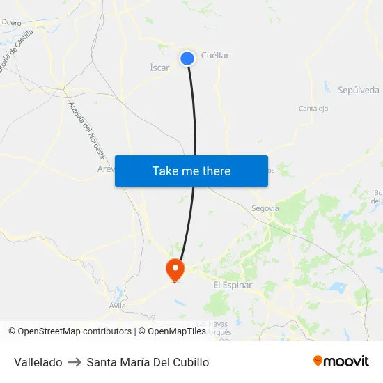 Vallelado to Santa María Del Cubillo map