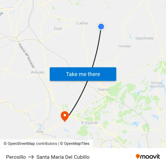 Perosillo to Santa María Del Cubillo map