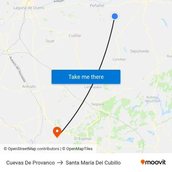 Cuevas De Provanco to Santa María Del Cubillo map