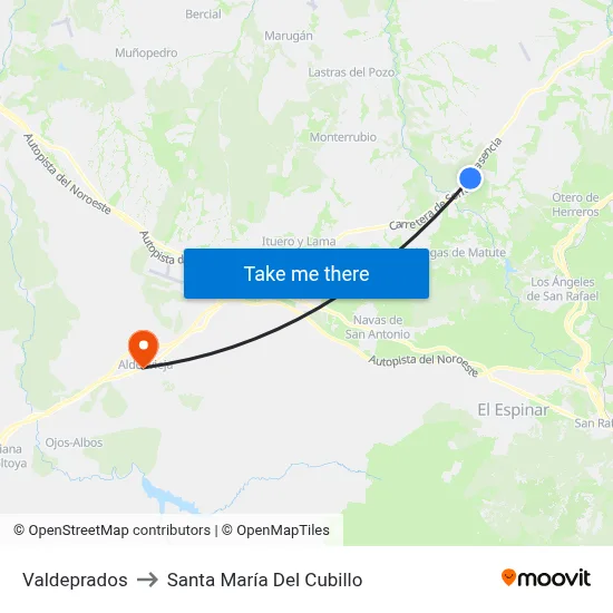 Valdeprados to Santa María Del Cubillo map