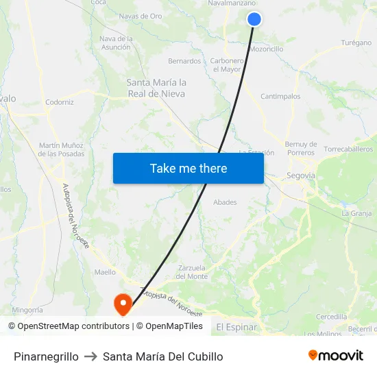 Pinarnegrillo to Santa María Del Cubillo map