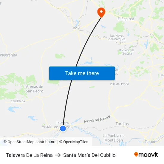 Talavera De La Reina to Santa María Del Cubillo map
