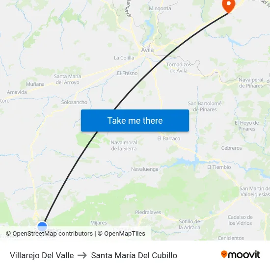 Villarejo Del Valle to Santa María Del Cubillo map