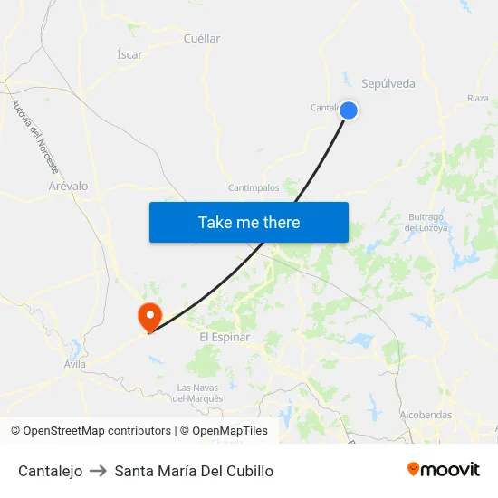 Cantalejo to Santa María Del Cubillo map