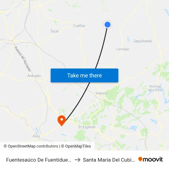 Fuentesaúco De Fuentidueña to Santa María Del Cubillo map