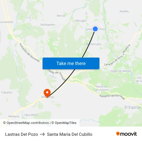 Lastras Del Pozo to Santa María Del Cubillo map