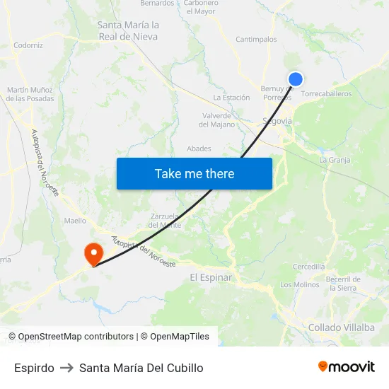 Espirdo to Santa María Del Cubillo map