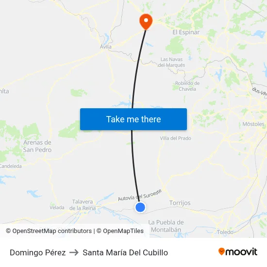Domingo Pérez to Santa María Del Cubillo map