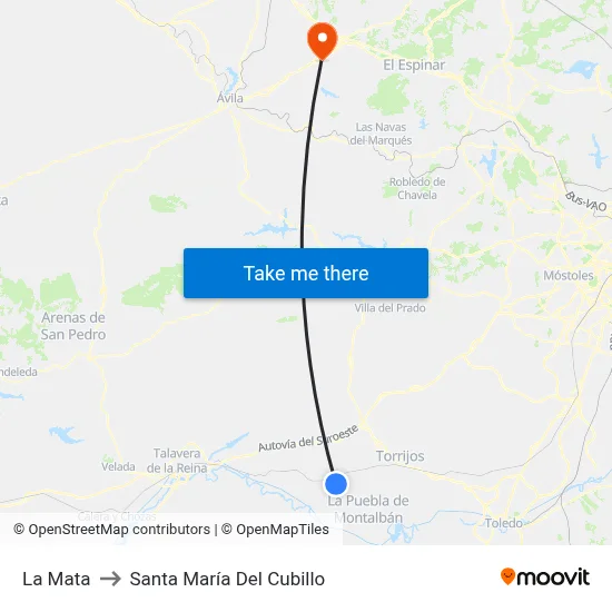 La Mata to Santa María Del Cubillo map