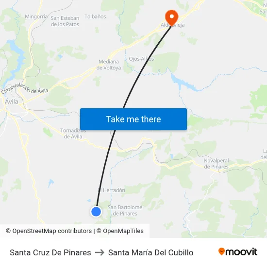 Santa Cruz De Pinares to Santa María Del Cubillo map