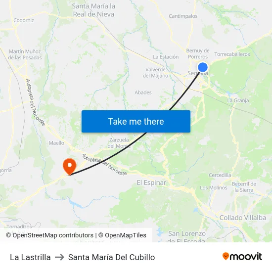 La Lastrilla to Santa María Del Cubillo map