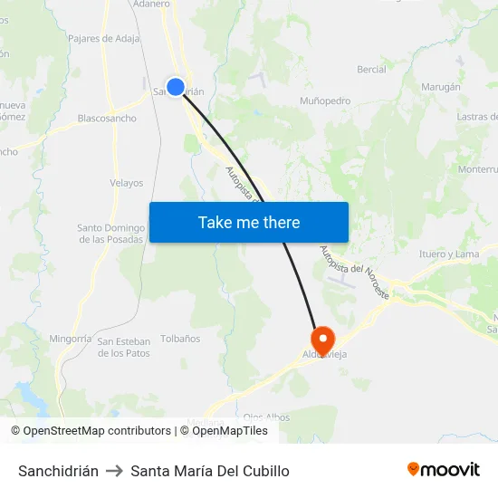Sanchidrián to Santa María Del Cubillo map