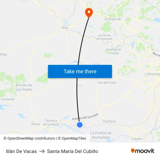 Illán De Vacas to Santa María Del Cubillo map