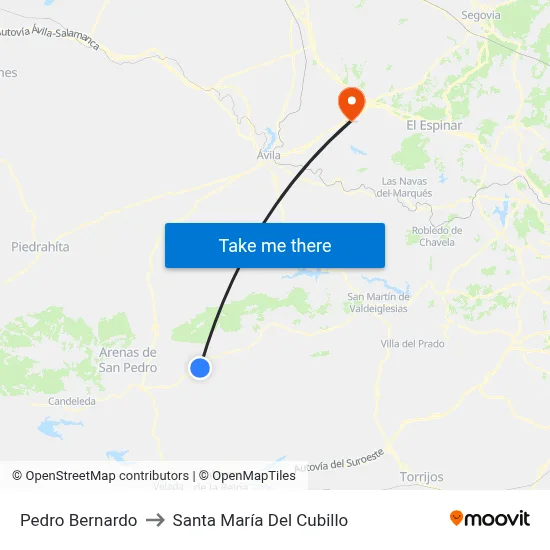 Pedro Bernardo to Santa María Del Cubillo map