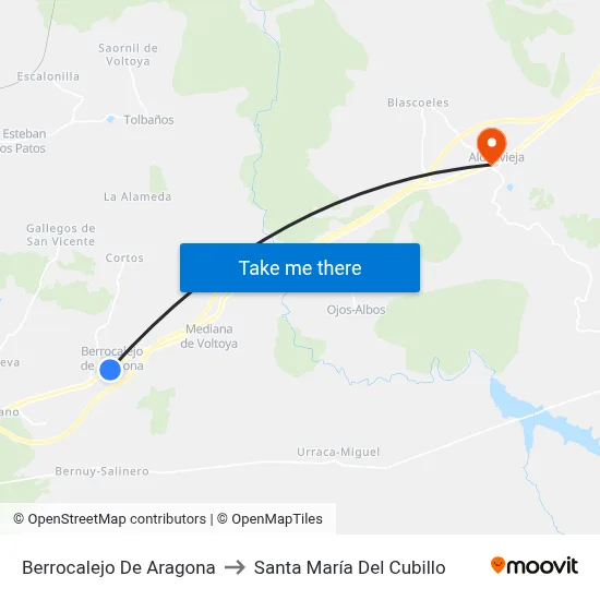 Berrocalejo De Aragona to Santa María Del Cubillo map