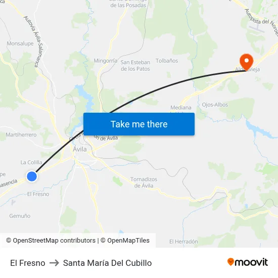 El Fresno to Santa María Del Cubillo map