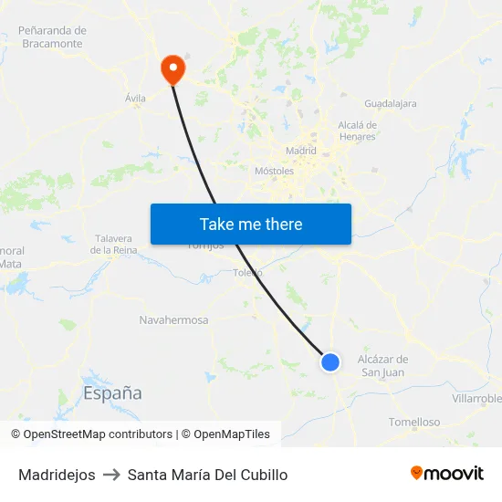 Madridejos to Santa María Del Cubillo map