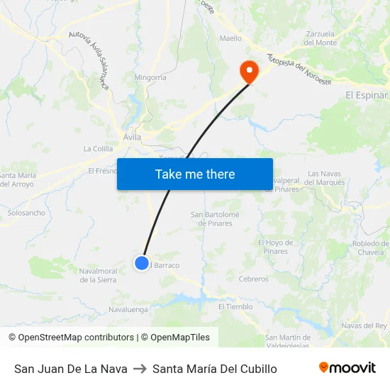 San Juan De La Nava to Santa María Del Cubillo map