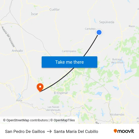 San Pedro De Gaíllos to Santa María Del Cubillo map