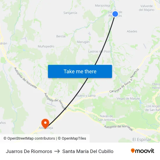 Juarros De Riomoros to Santa María Del Cubillo map