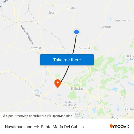 Navalmanzano to Santa María Del Cubillo map