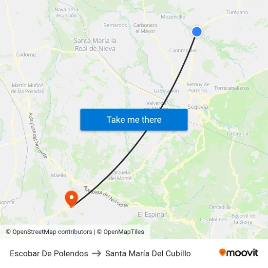 Escobar De Polendos to Santa María Del Cubillo map