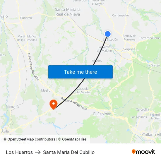 Los Huertos to Santa María Del Cubillo map