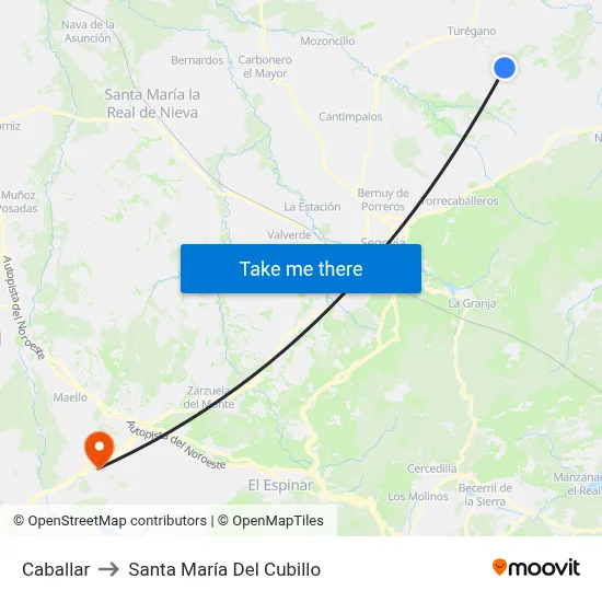 Caballar to Santa María Del Cubillo map
