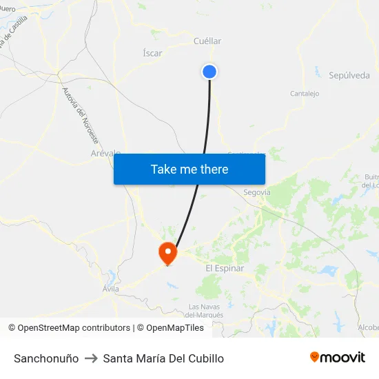 Sanchonuño to Santa María Del Cubillo map