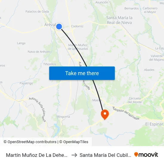 Martín Muñoz De La Dehesa to Santa María Del Cubillo map