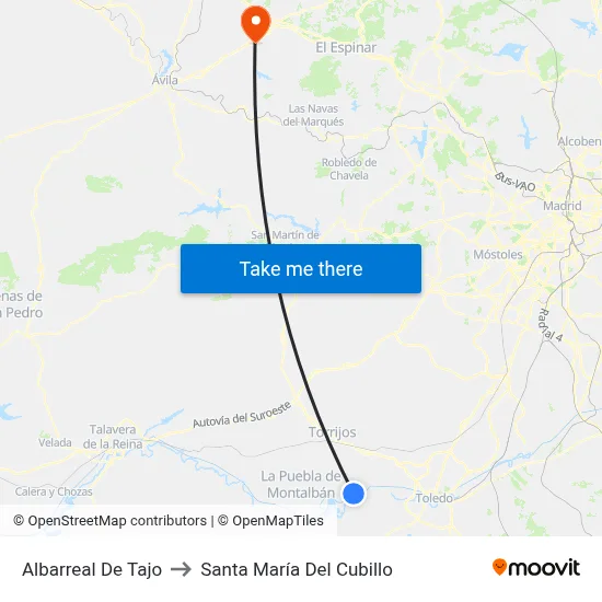 Albarreal De Tajo to Santa María Del Cubillo map